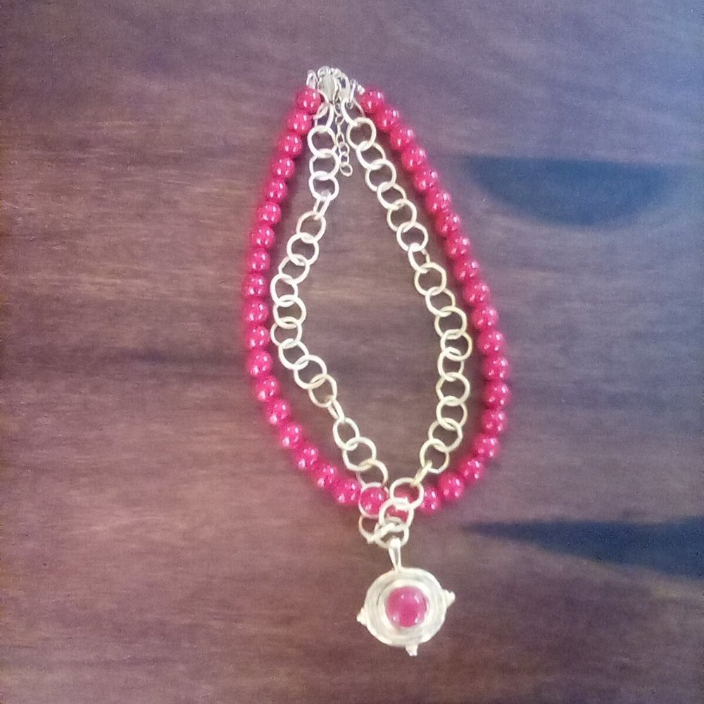 Susan Shaw Red Pendant Necklace